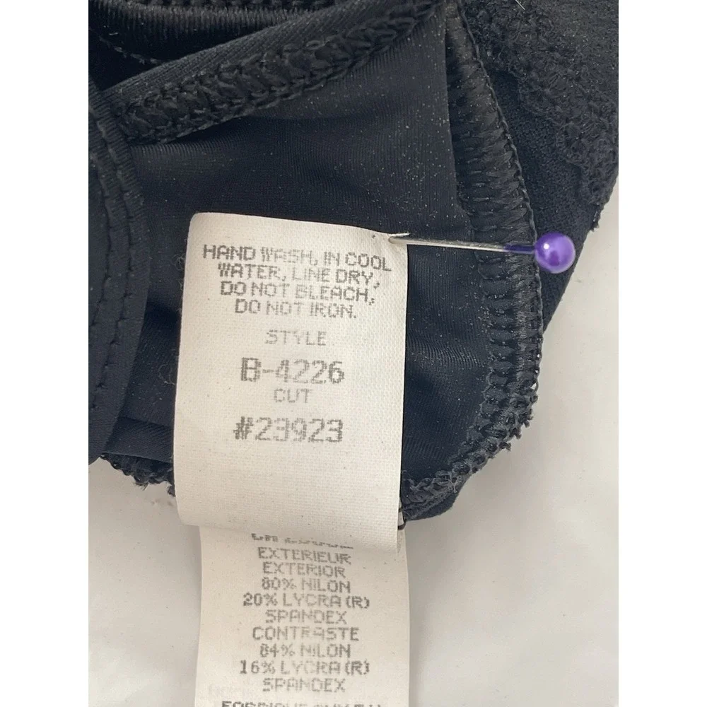 La Blanca Black One Piece Swimsuit Mesh Panels Racerback‎ Cut Size 14